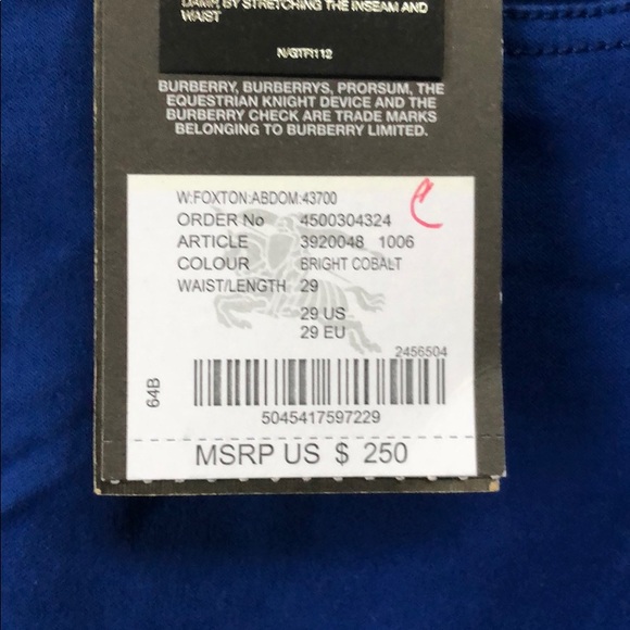 Burberry Foxton Cobalt Blue Pants - Picture 3 of 5